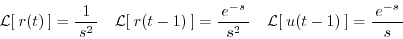 \begin{displaymath}
X_{2}(s) = {\mathcal L}[\:x_{2}\:] =
\frac{\:1 - e^{-s} - s e^{-s}\:}{\:s^{2}\:}
\end{displaymath}